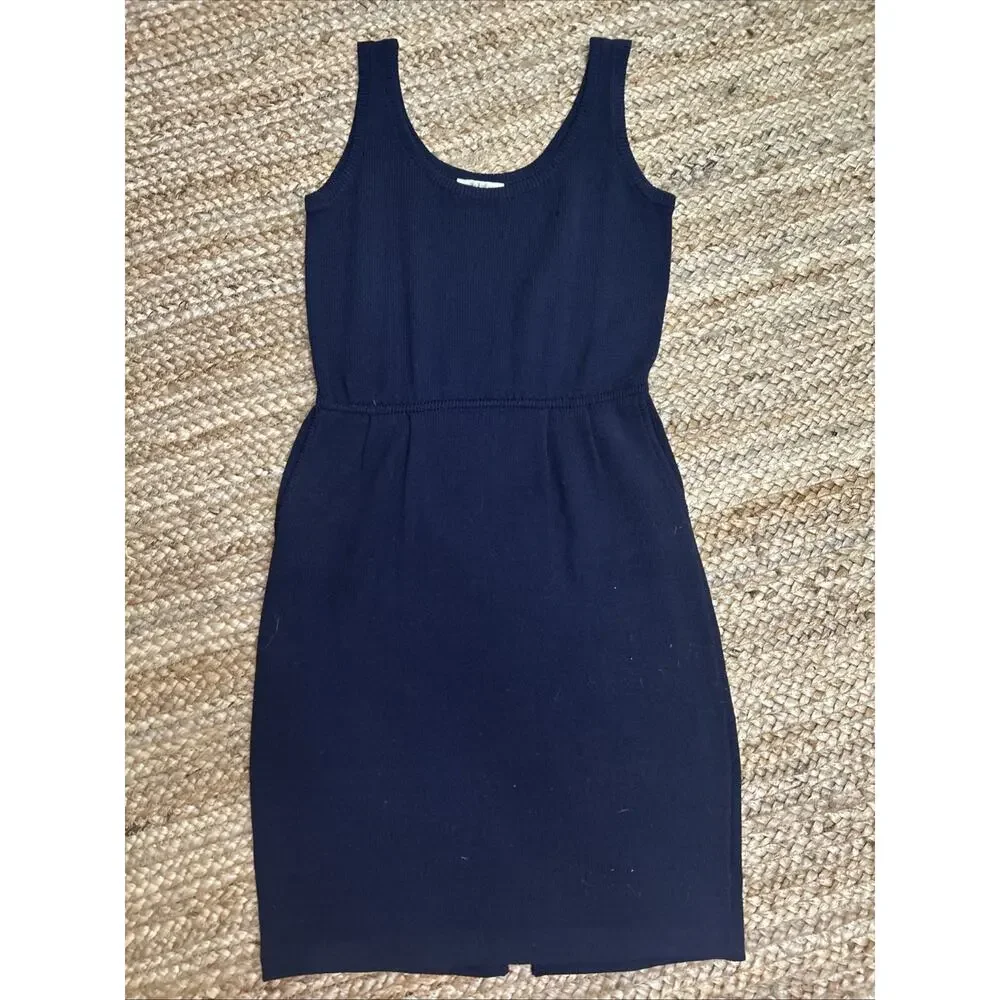 Vintage St. John For Neiman Marcus Navy Knit Santana Tank Dress Quiet Luxe Sz S - Picture 2 of 8